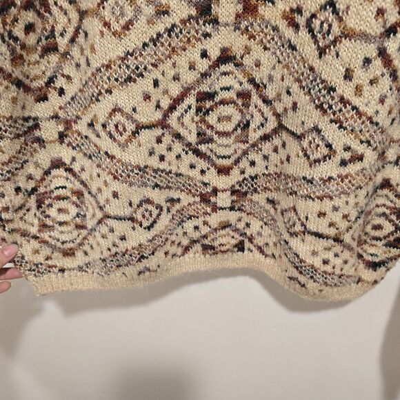 Vintage 90s Sweater Mohair Wool Blend Large Mock Neck Knit Multi Moroccan Patter - Picture 6 of 10
